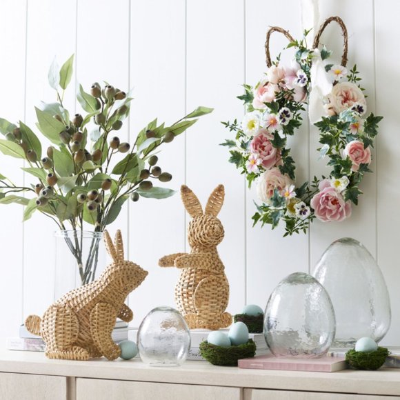 Pottery Barn Faux Floral Bunny Shaped Wreath - Picture 2 of 7